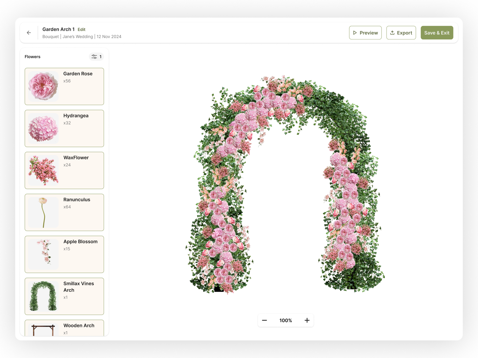 Floral Design Builder | Interactive Product Configurator for Wedding & Event Bouquets