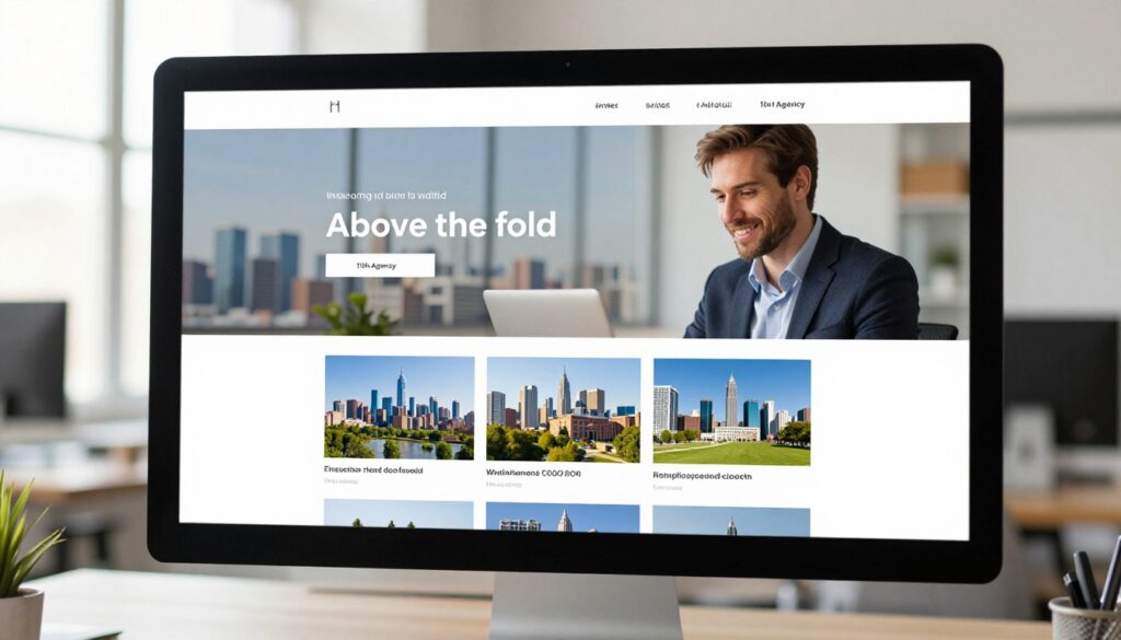Above the fold images on a homepage that load right away at the top