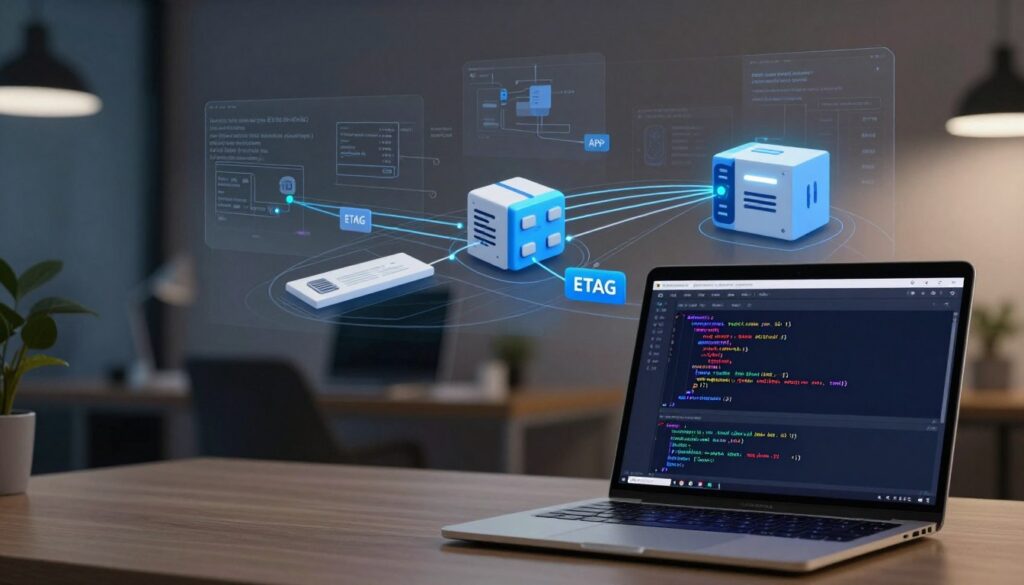 ETag header letting a browser reuse a stored REST caching response