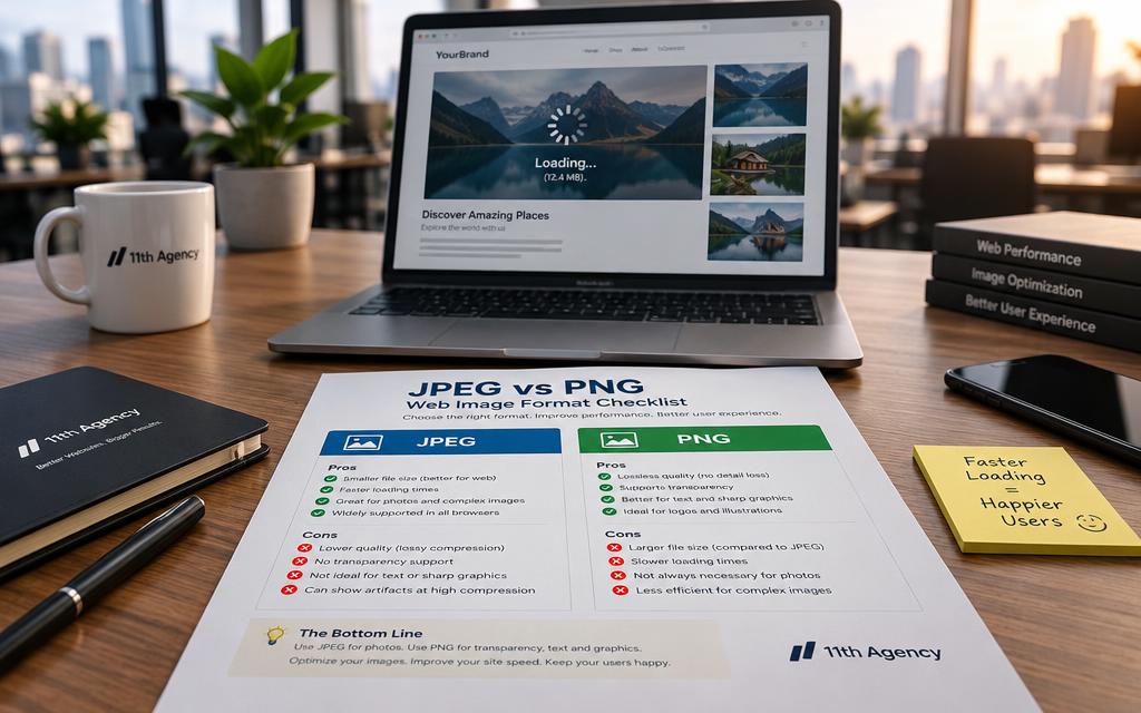 JPEG and PNG for web images laid out as a format checklist