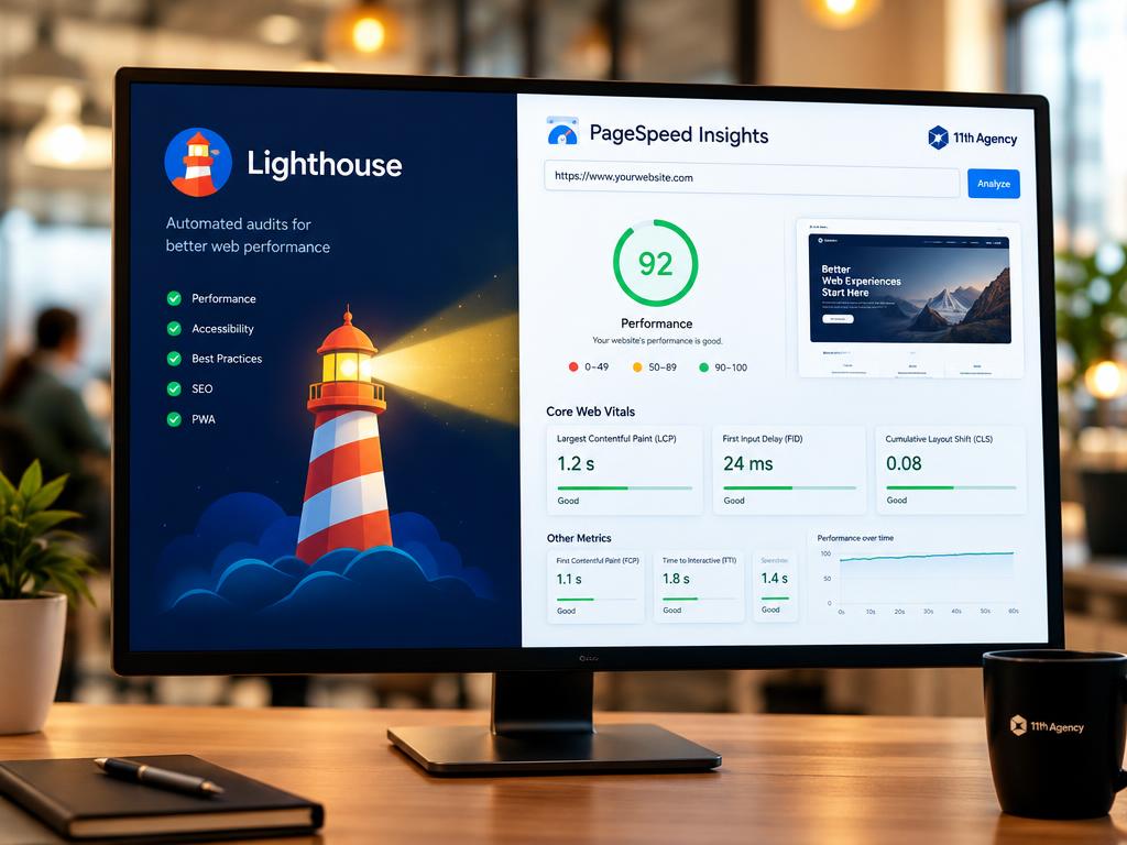 Lighthouse and field data results side by side on a PageSpeed Insights screen